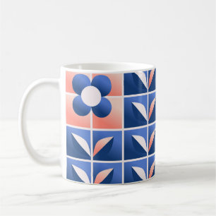 Caneca De Café Flores retrorestilizadas: padrão mosaico.