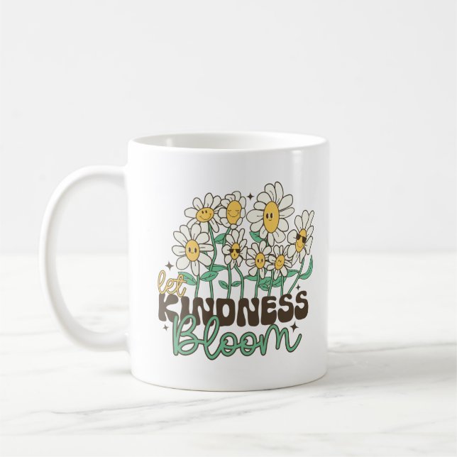 Caneca De Café Flores Retroritárias Deixam A Bondade Bloquear (Esquerda)