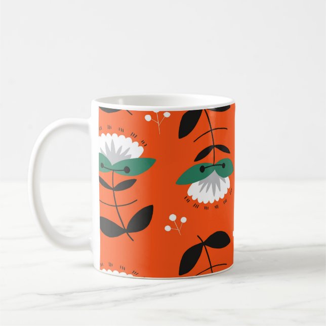 Caneca De Café Flores retrorreflectoras, folhas: padrão uniforme. (Esquerda)