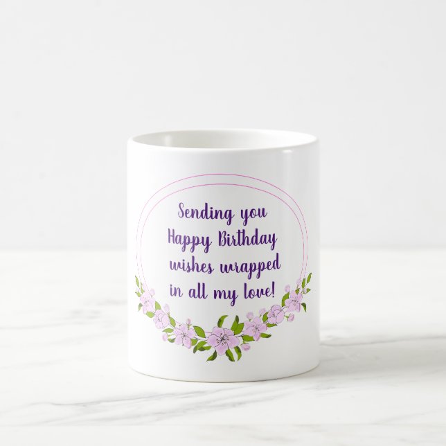 Caneca De Café Flores românticas de aniversário minimalistas fofa (Centro)