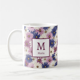 Caneca De Café Flores Românticas de Primavera Girly Personalizada