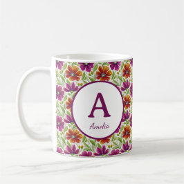 Caneca De Café Flores Românticas de Primavera Girly Personalizada