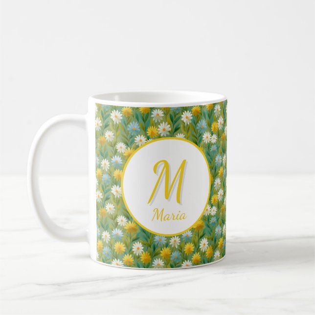 Caneca De Café Flores Românticas Personalizadas de Primavera Femi (Esquerda)