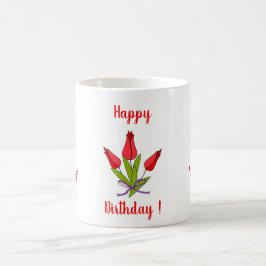 Caneca De Café Flores românticas tulas tulipas aniversário Café m