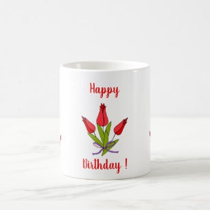 Caneca De Café Flores românticas tulas tulipas aniversário Café m