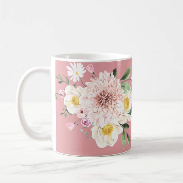 Caneca De Café Flores Rosa, Café, Tee Mug Drinkware (Esquerda)