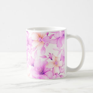 Caneca De Café Flores Rosa De Aquarela Delicada