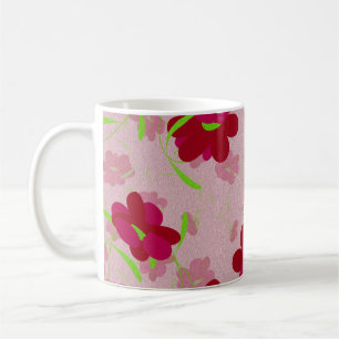 Caneca De Café Flores Rosa e Vermelha - Floral
