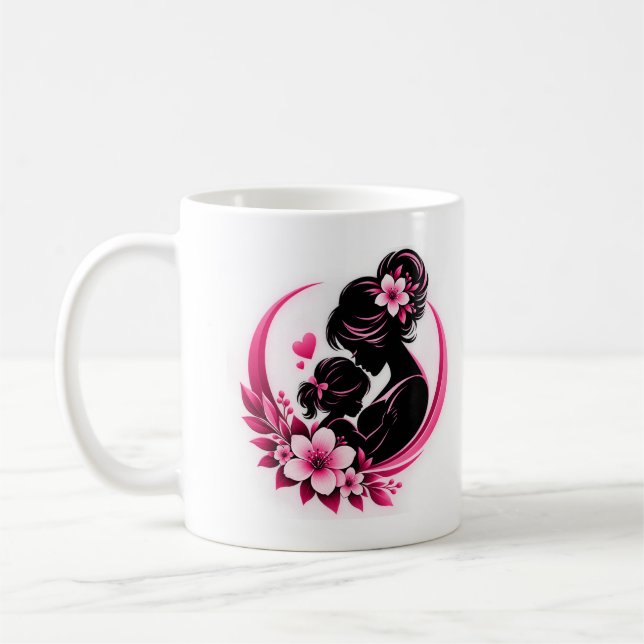 Caneca De Café Flores Rosa Elegantes Maternidade Amor Mulheres  (Esquerda)