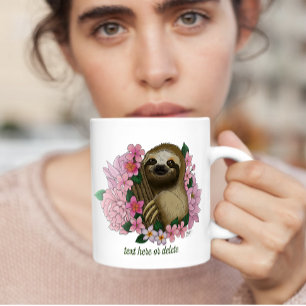 Caneca De Café Flores Rosa Leves