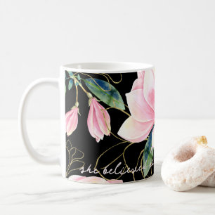 Caneca De Café Flores Rosa Magnólia Acreditava Que Podia