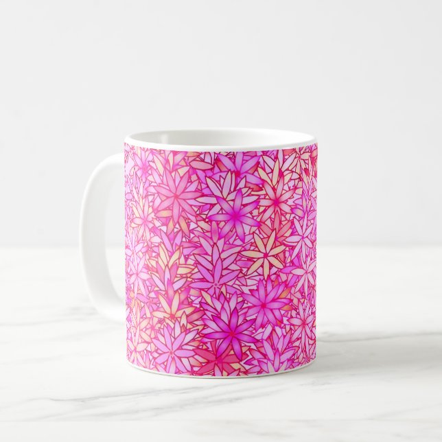 Caneca De Café flores rosa, pêssego, orquídea e coral (Frente Esquerda)