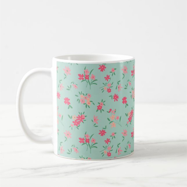 Caneca De Café Flores Rosa-Rosa-Cinzas (Esquerda)