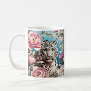 Caneca De Café Flores Rosa-Rosa-Rosa-Leopardo-de-Neve em Greve
