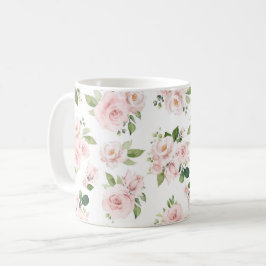 Caneca De Café Flores Rosa, Rosas Rosa, Flores De Aquarelas