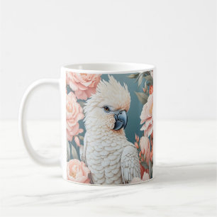 Caneca De Café Flores Rosa Suaves De Cockatoo De Papagaio Moles