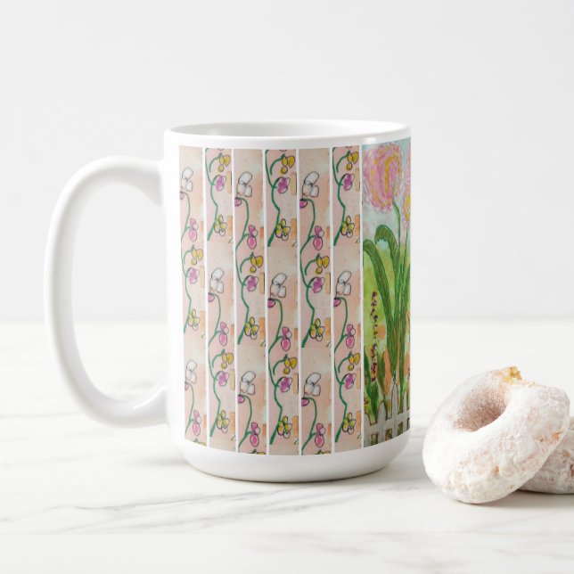 Caneca De Café Flores rosa vedadas (Com Donut)