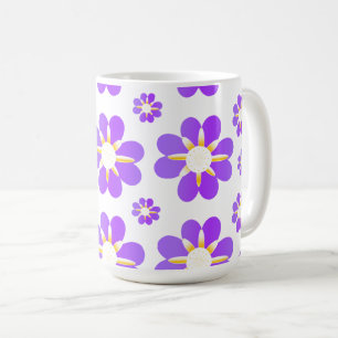 Caneca De Café Flores Roxas