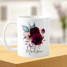 Flores Roxas Boho Vintage Aquarela Monogramadas