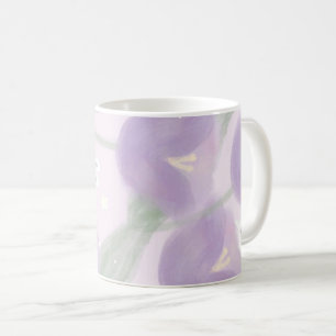 Caneca De Café Flores roxas com um pequeno coelho