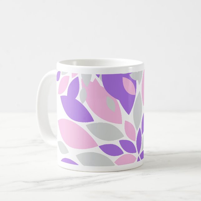 Caneca De Café Flores Roxas de Pétalas Mágicas (Frente Esquerda)