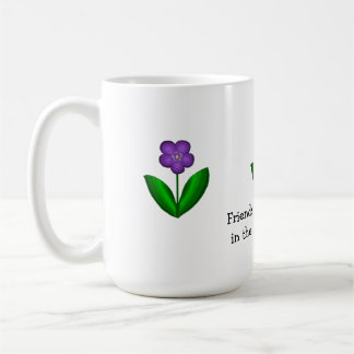 Caneca De Café Flores Roxas de Primavera com Mensagem de Amizade