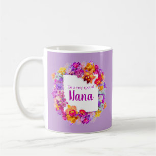 Caneca De Café Flores roxas Elegantes Dia de as mães Nana