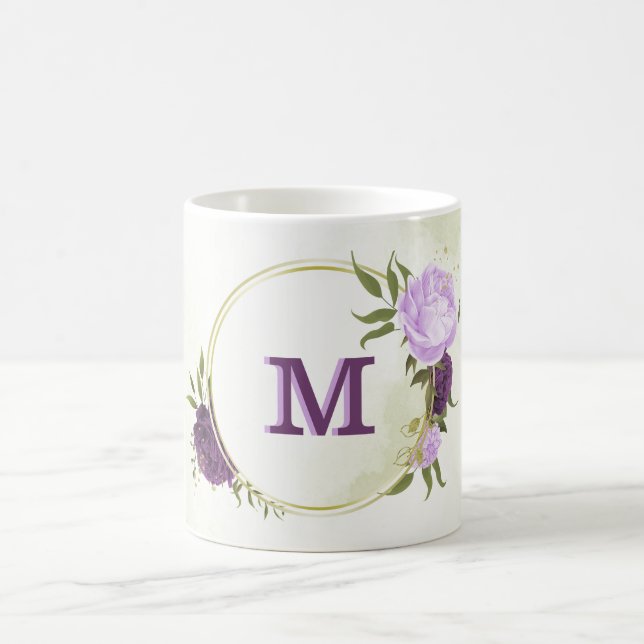 Caneca De Café flores roxas folhas verdes (Centro)