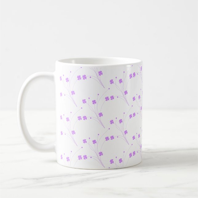 Caneca De Café Flores Roxas Lilás, Impressão Floral Pequeno Paste (Esquerda)