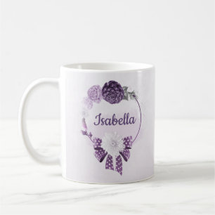Caneca De Café flores roxas românticas botânico