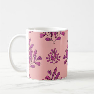 Caneca De Café Flores roxas, sem costura, vintage, repetindo o gr