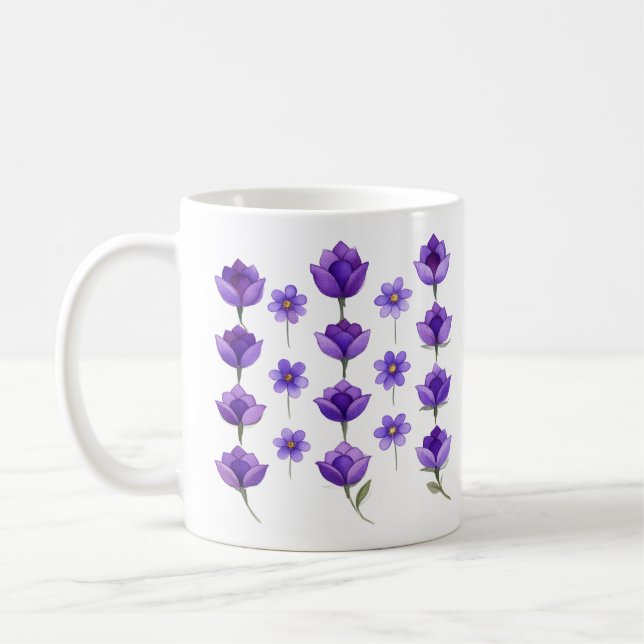 Caneca De Café Flores Roxas Sussurrantes (Esquerda)