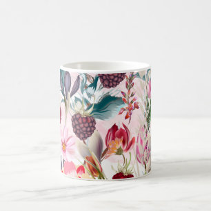 Caneca De Café Flores Rústicas Vermelhas Borgonha Floral Natureza
