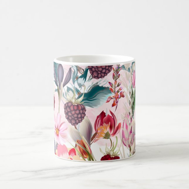 Caneca De Café Flores Rústicas Vermelhas Borgonha Floral Natureza (Centro)