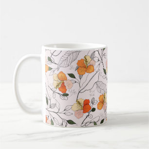 Caneca De Café Flores Sangrentas. Fluxo contínuo isolado realist