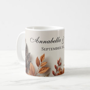 Caneca De Café Flores Secas de Outono Nome Personalizado
