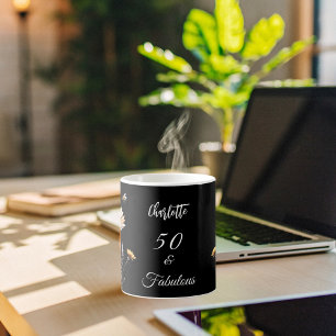 Caneca De Café Flores selvagens amarelo-preto 50 fabuloso anivers