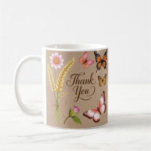 Caneca De Café Flores selvagens boêmicas, borboletas, pedúnculos