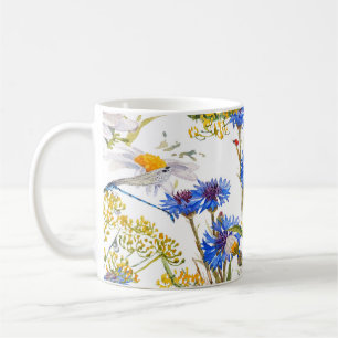 Caneca De Café Flores selvagens: cor azul-escura da água sem cost