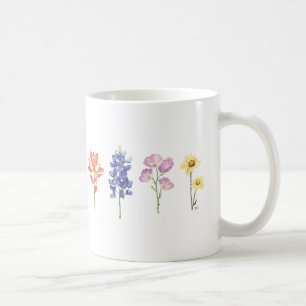 Caneca De Café Flores Selvagens do Texas - Escova-da-índia, Blueb