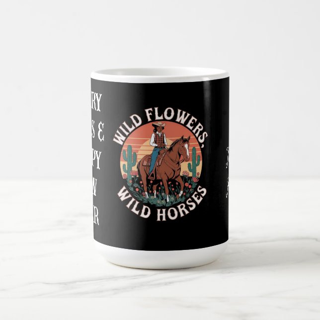 Caneca De Café Flores Selvagens E Cavalos Selvagens Um Tributo Es (Centro)