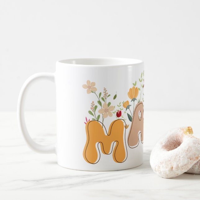 Caneca De Café Flores selvagens Mama Boho Floral Mug (Com Donut)