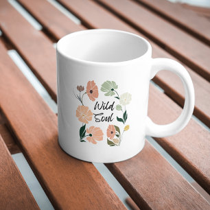 Caneca De Café Flores Selvagens Modernas de Almas Selvagens