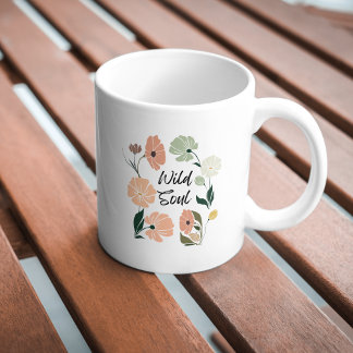 Caneca De Café Flores Selvagens Modernas de Almas Selvagens