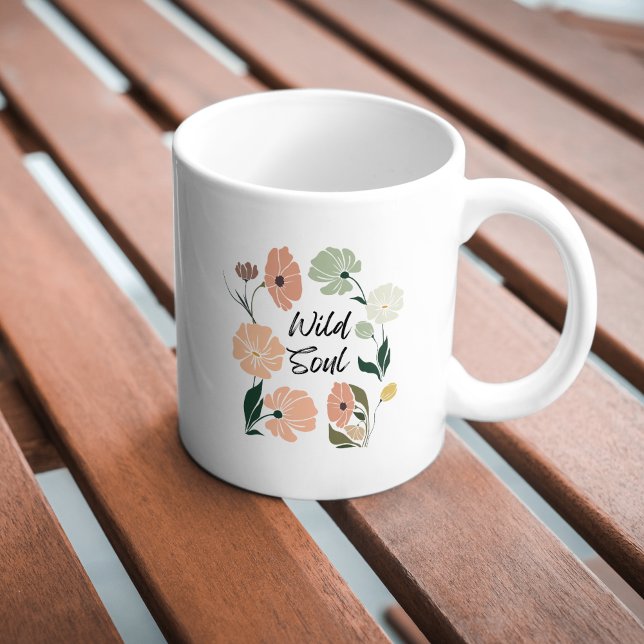 Caneca De Café Flores Selvagens Modernas de Almas Selvagens (Criador carregado)
