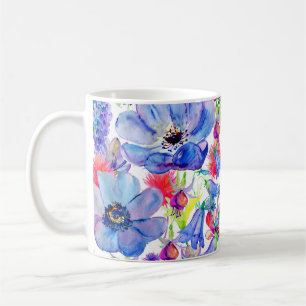 Caneca De Café Flores Selvagens Papel de parede de aquarela