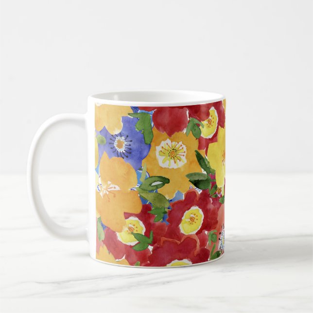 Caneca De Café Flores Selvagens: Repetições Sem Costura (Esquerda)