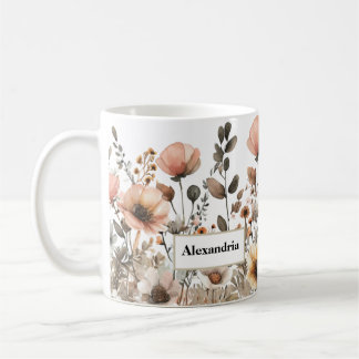 Caneca De Café Flores Selvagens Rosa bonito