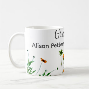 Caneca De Café Flores silvestres amarelas alaranjadas modernas e