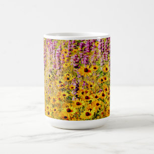 Caneca De Café Flores silvestres amarelas e púrpuras